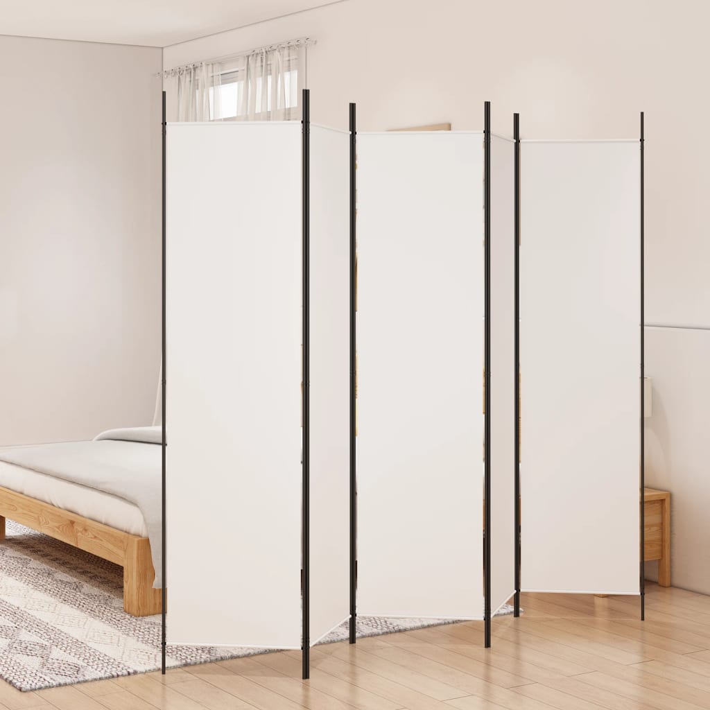 Cloison de séparation 5 panneaux Blanc 250x200 cm Tissu XIOS