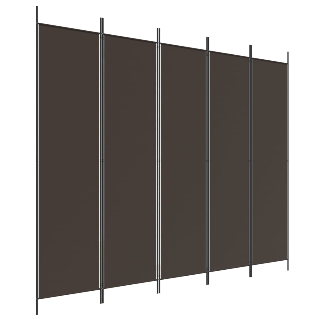 Cloison de séparation 5 panneaux Marron 250x200 cm Tissu XIOS