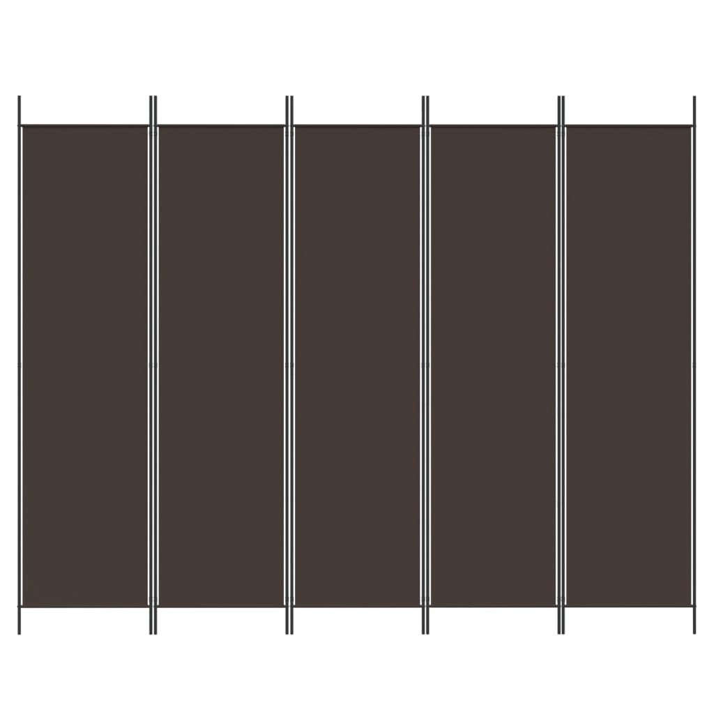 Cloison de séparation 5 panneaux Marron 250x200 cm Tissu XIOS