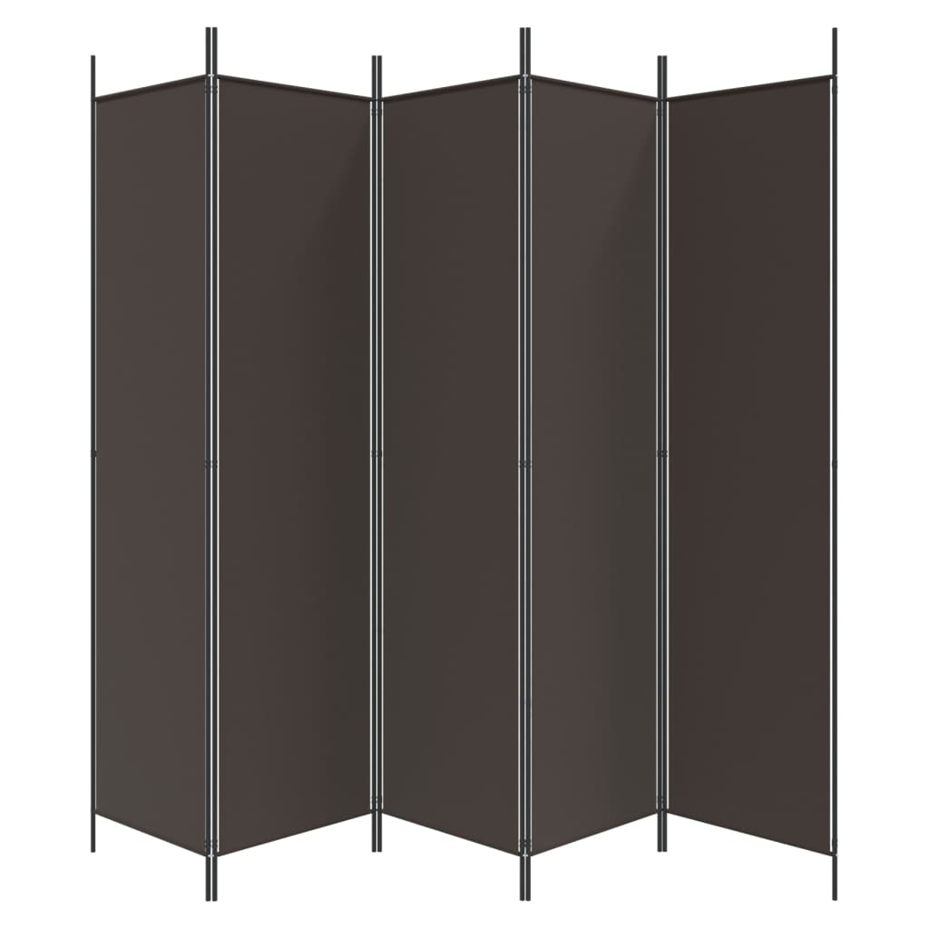 Cloison de séparation 5 panneaux Marron 250x200 cm Tissu XIOS