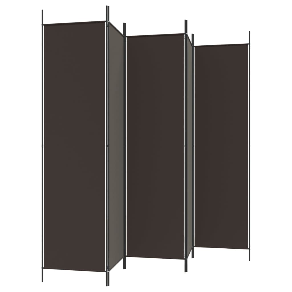 Cloison de séparation 5 panneaux Marron 250x200 cm Tissu XIOS
