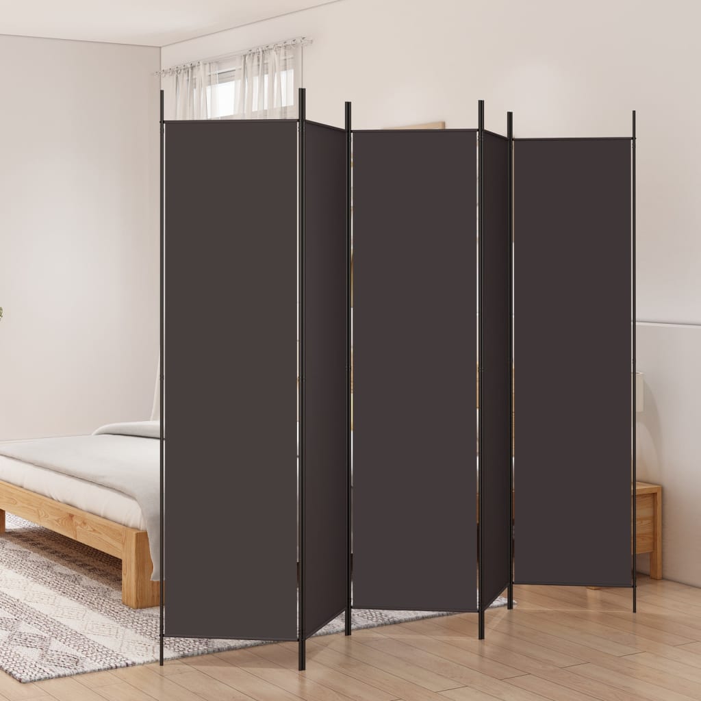 Cloison de séparation 5 panneaux Marron 250x200 cm Tissu XIOS