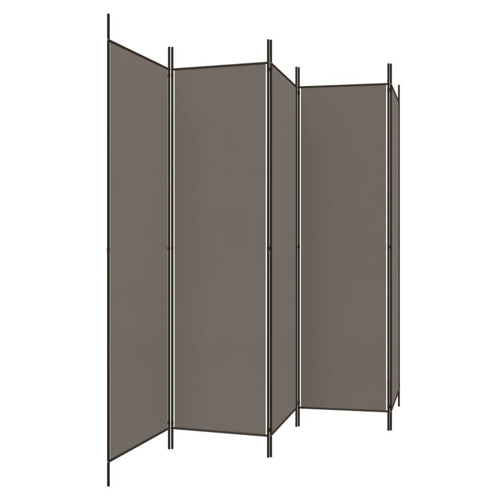 Cloison de séparation 5 panneaux Anthracite 250x200 cm Tissu XIOS