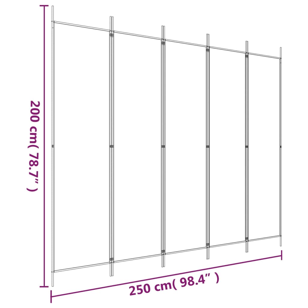Cloison de séparation 5 panneaux Anthracite 250x200 cm Tissu XIOS