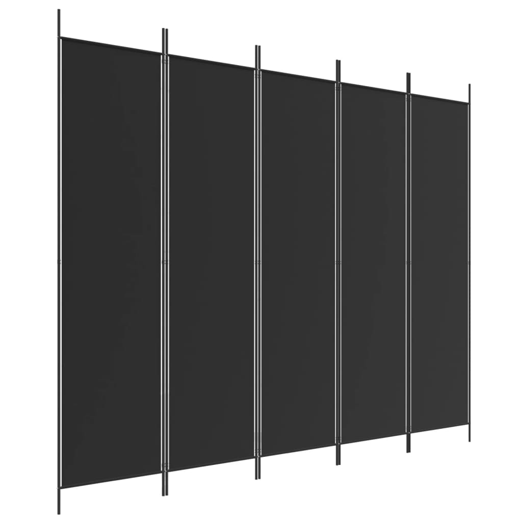 Cloison de séparation 5 panneaux Noir 250x200 cm Tissu XIOS