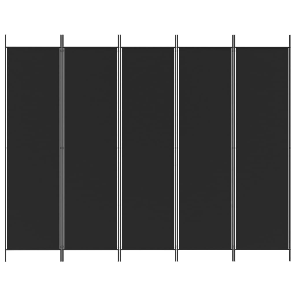 Cloison de séparation 5 panneaux Noir 250x200 cm Tissu XIOS