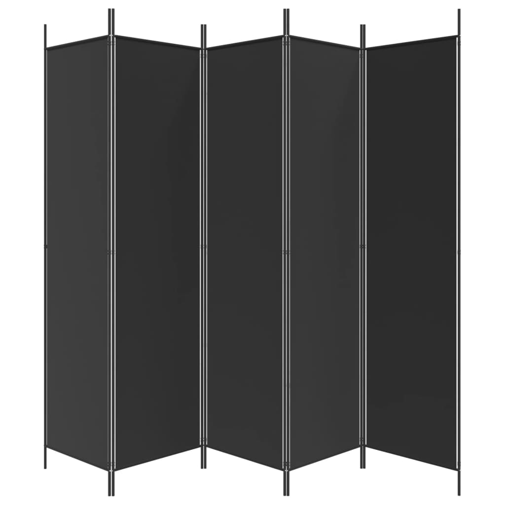 Cloison de séparation 5 panneaux Noir 250x200 cm Tissu XIOS