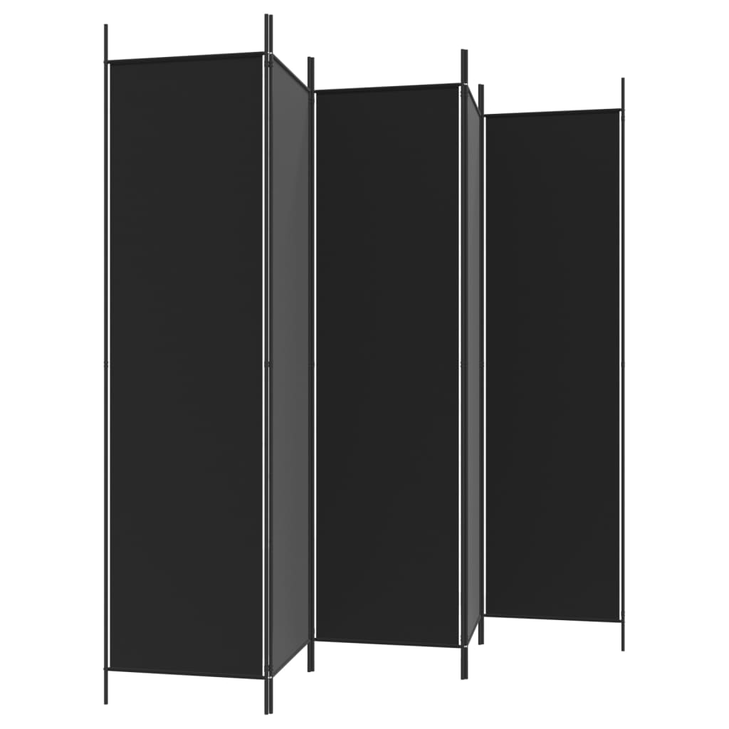 Cloison de séparation 5 panneaux Noir 250x200 cm Tissu XIOS
