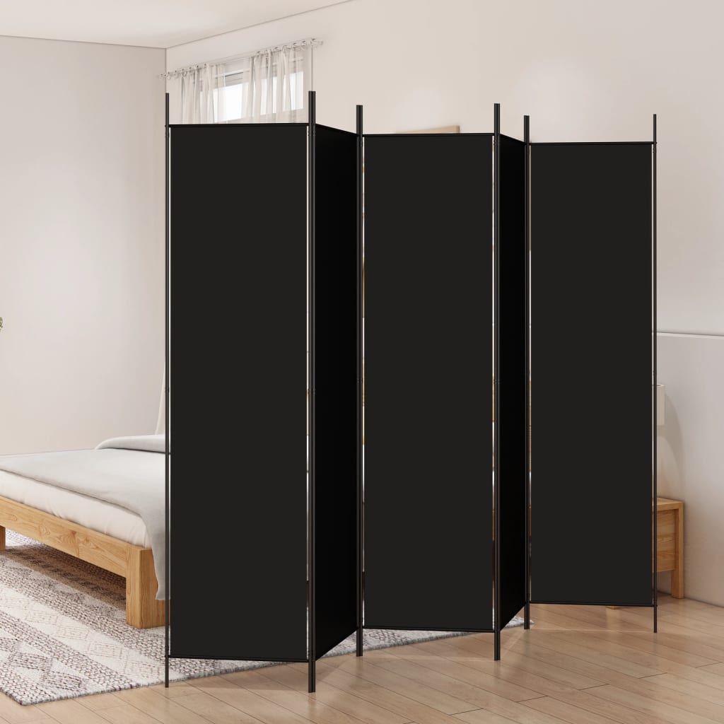 Cloison de séparation 5 panneaux Noir 250x200 cm Tissu XIOS