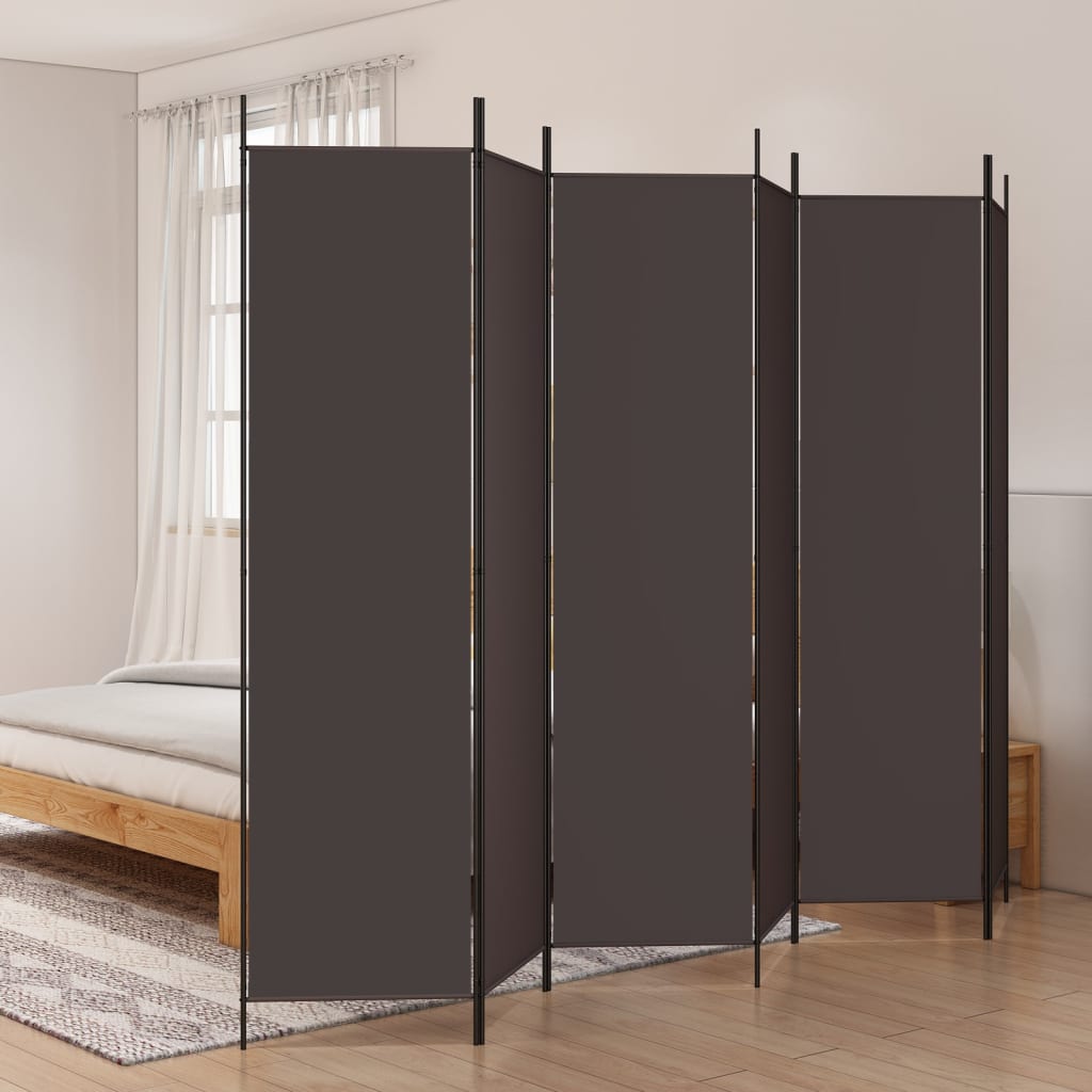 Cloison de séparation 6 panneaux Marron 300x200 cm Tissu XIOS