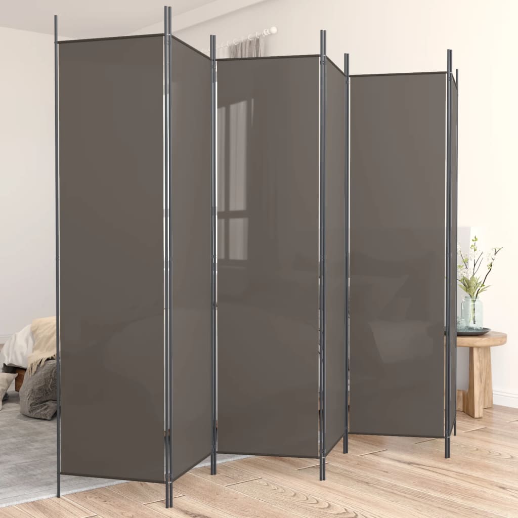 Cloison de séparation 6 panneaux Anthracite 300x200 cm Tissu XIOS