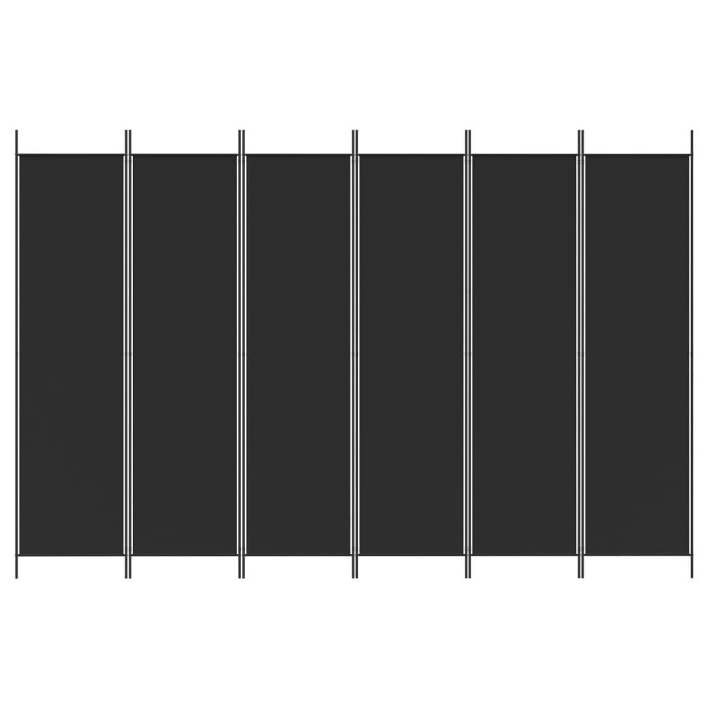 Cloison de séparation 6 panneaux Noir 300x200 cm Tissu XIOS