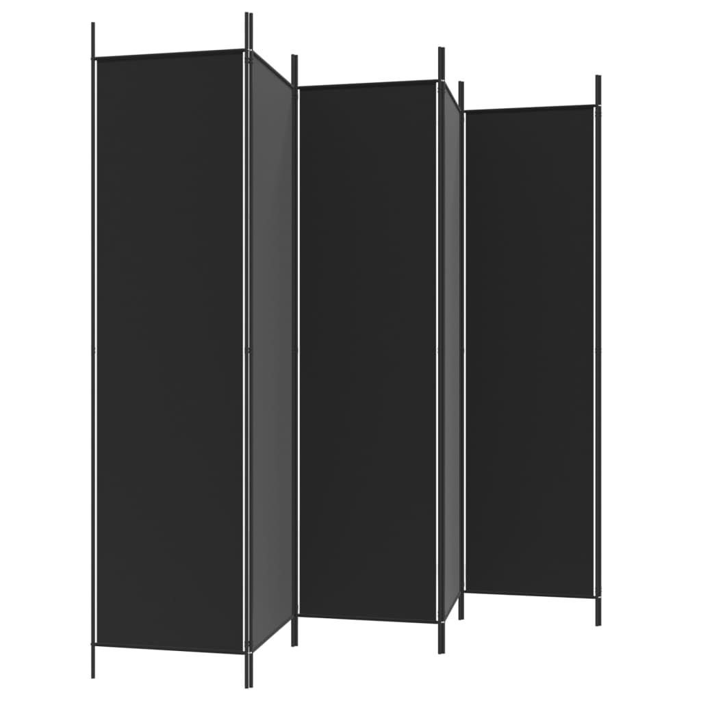 Cloison de séparation 6 panneaux Noir 300x200 cm Tissu XIOS