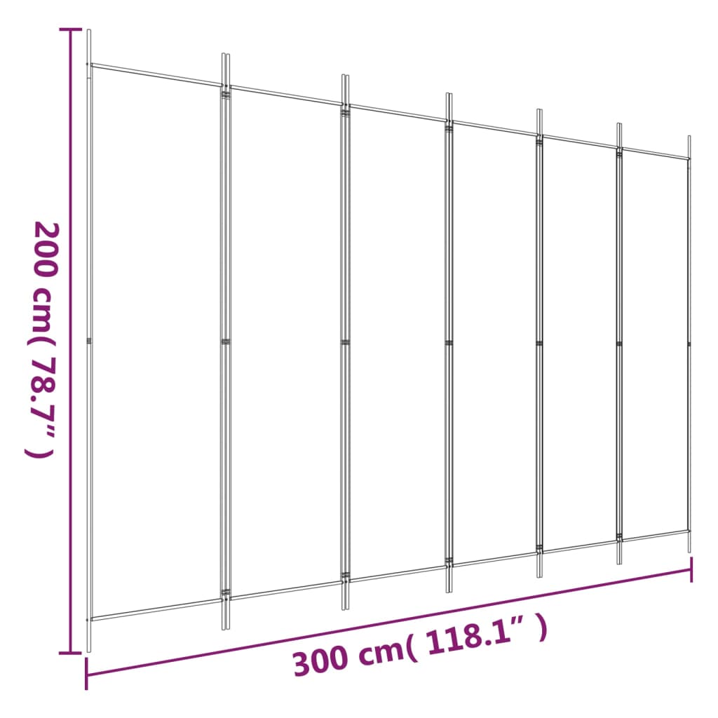 Cloison de séparation 6 panneaux Noir 300x200 cm Tissu XIOS