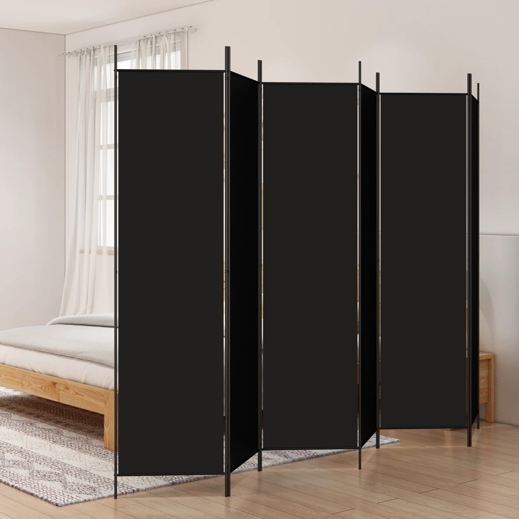 Cloison de séparation 6 panneaux Noir 300x200 cm Tissu XIOS