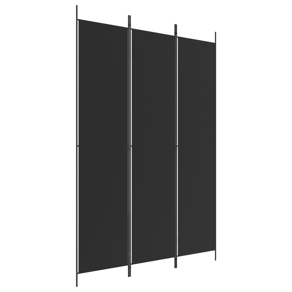 Cloison de séparation 3 panneaux Noir 150x220 cm Tissu XIOS