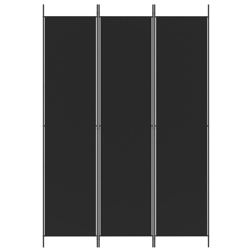 Cloison de séparation 3 panneaux Noir 150x220 cm Tissu XIOS