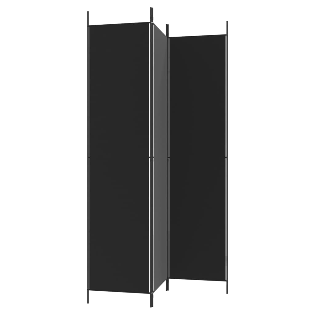Cloison de séparation 3 panneaux Noir 150x220 cm Tissu XIOS