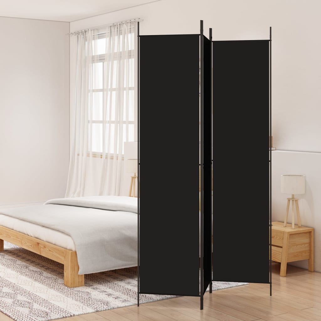 Cloison de séparation 3 panneaux Noir 150x220 cm Tissu XIOS
