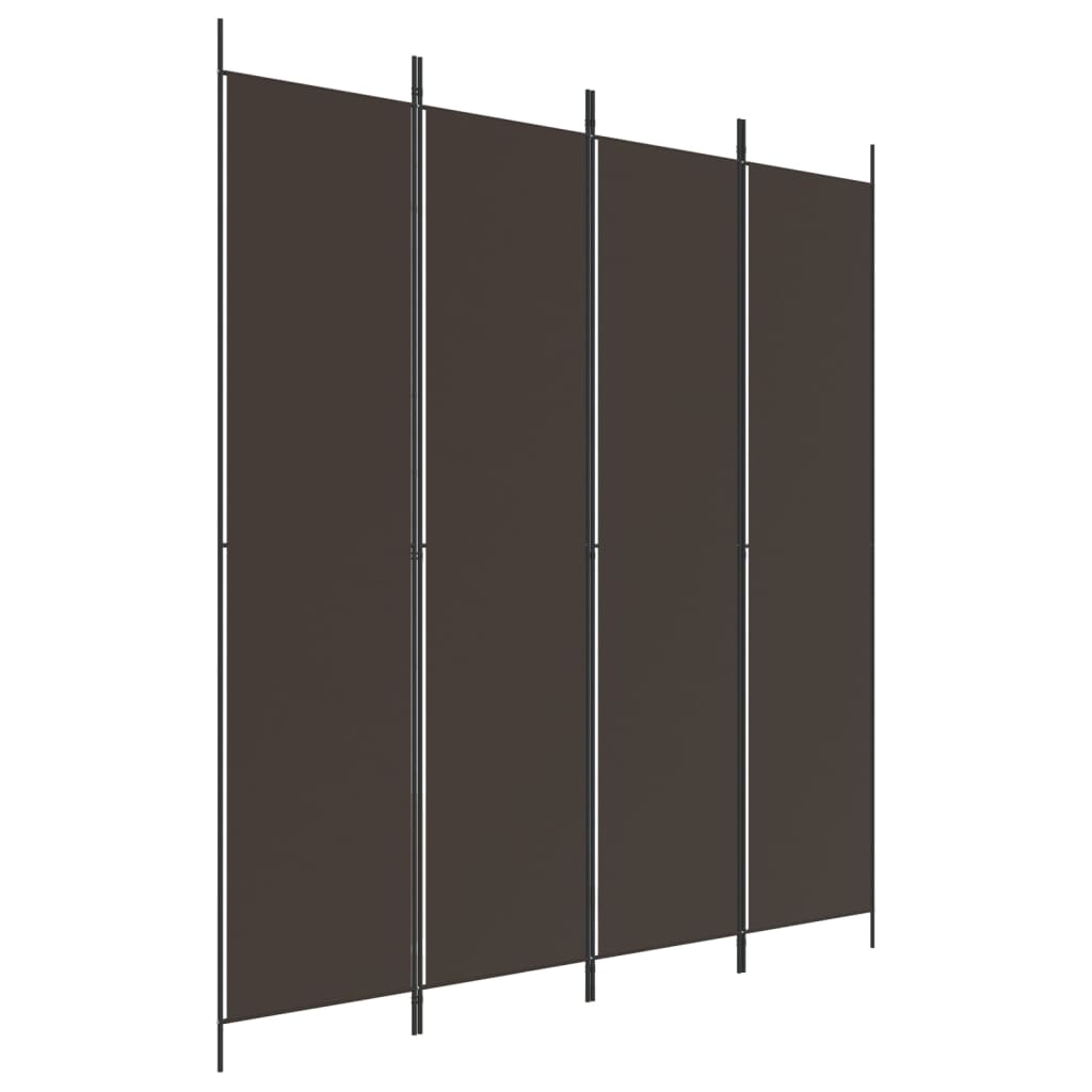 Cloison de séparation 4 panneaux Marron 200x220 cm Tissu XIOS