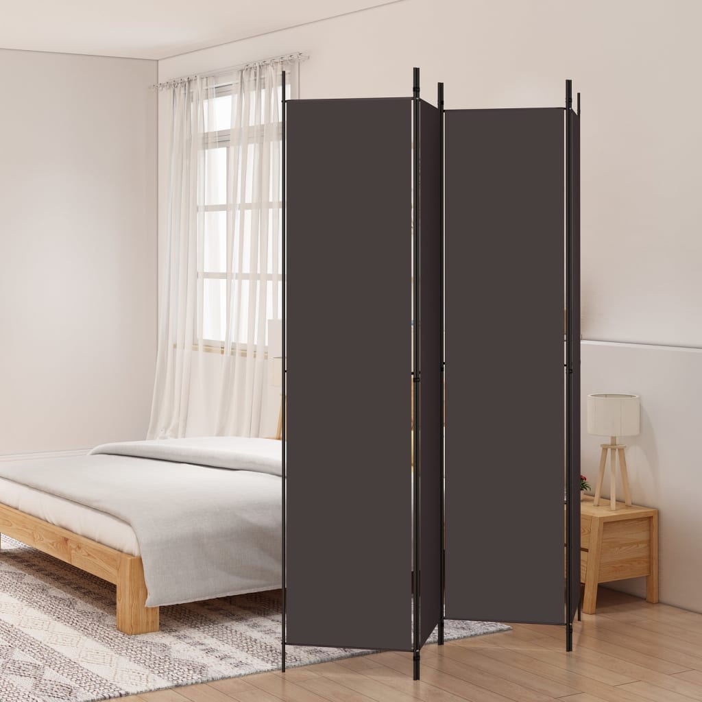 Cloison de séparation 4 panneaux Marron 200x220 cm Tissu XIOS