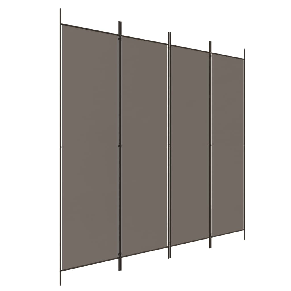 Cloison de séparation 4 panneaux Anthracite 200x220 cm Tissu XIOS