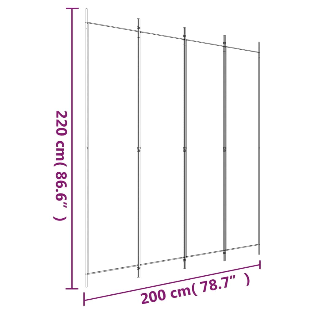 Cloison de séparation 4 panneaux Anthracite 200x220 cm Tissu XIOS