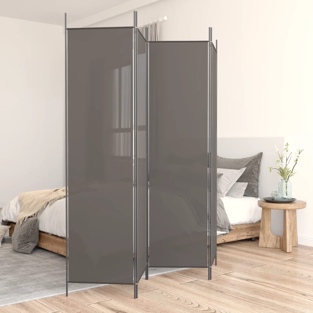 Cloison de séparation 4 panneaux Anthracite 200x220 cm Tissu XIOS