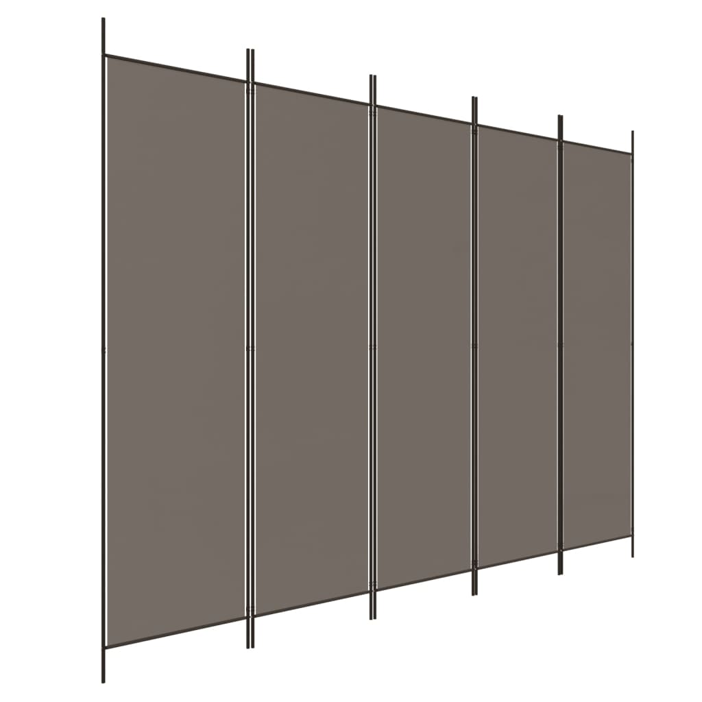 Cloison de séparation 5 panneaux Anthracite 250x220 cm Tissu XIOS