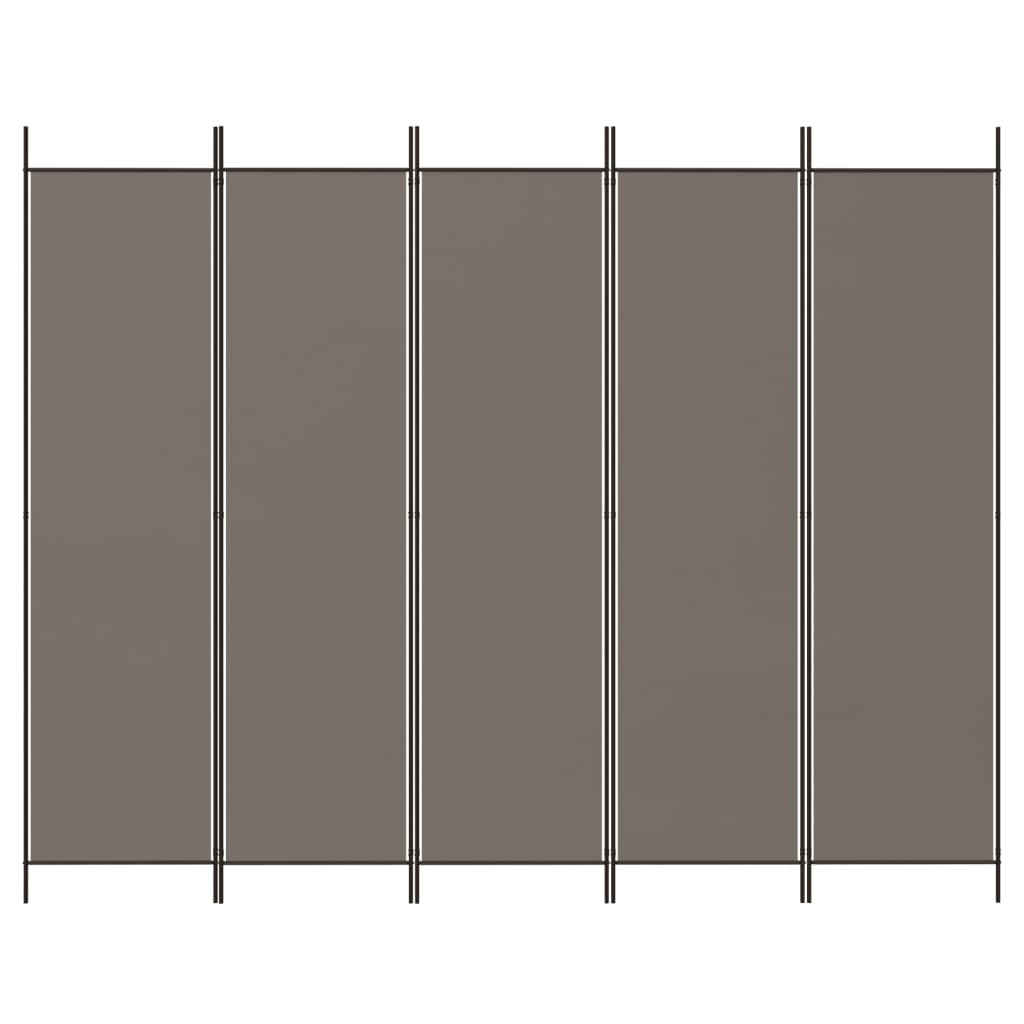 Cloison de séparation 5 panneaux Anthracite 250x220 cm Tissu XIOS