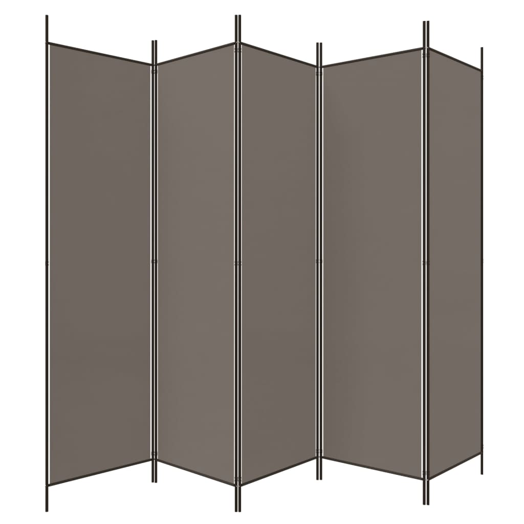 Cloison de séparation 5 panneaux Anthracite 250x220 cm Tissu XIOS