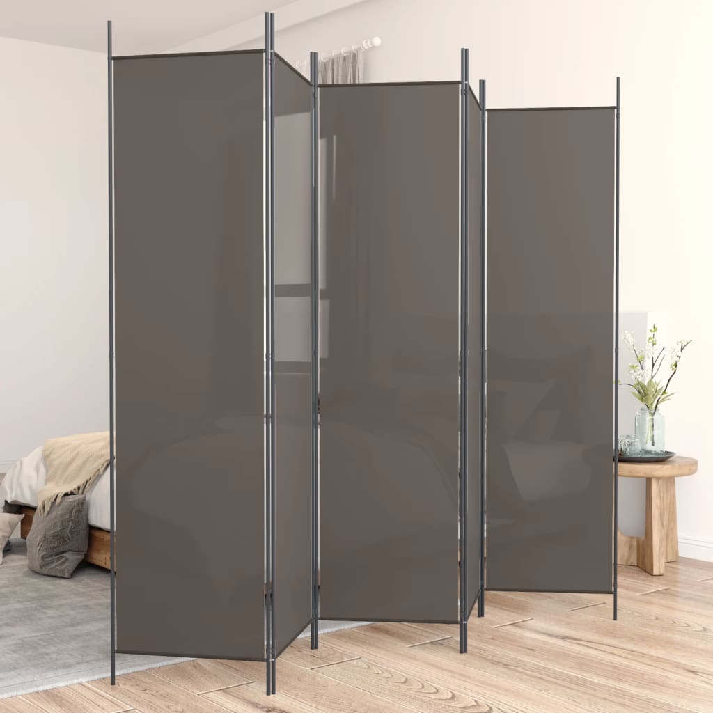 Cloison de séparation 5 panneaux Anthracite 250x220 cm Tissu XIOS