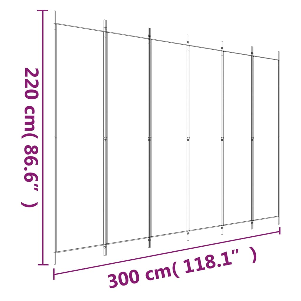 Cloison de séparation 6 panneaux Blanc 300x220 cm Tissu XIOS