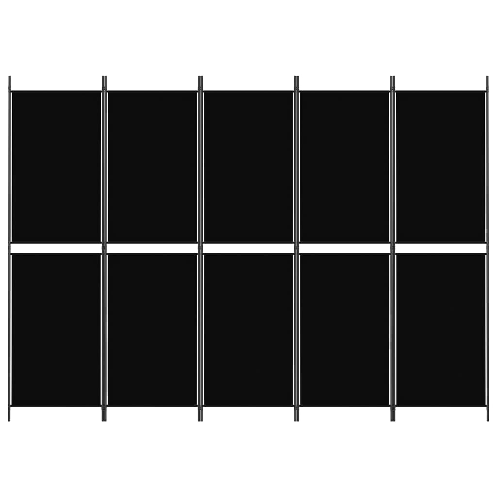 Cloison de séparation 5 panneaux Noir 250x180 cm Tissu - XIOS