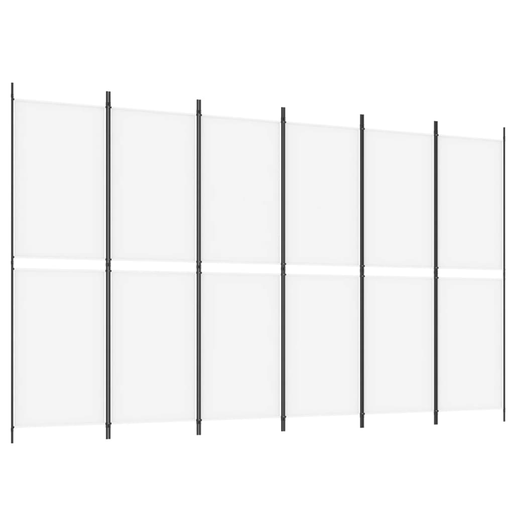Cloison de séparation 6 panneaux Blanc 300x180 cm Tissu Séparateurs de pièces vidaXL