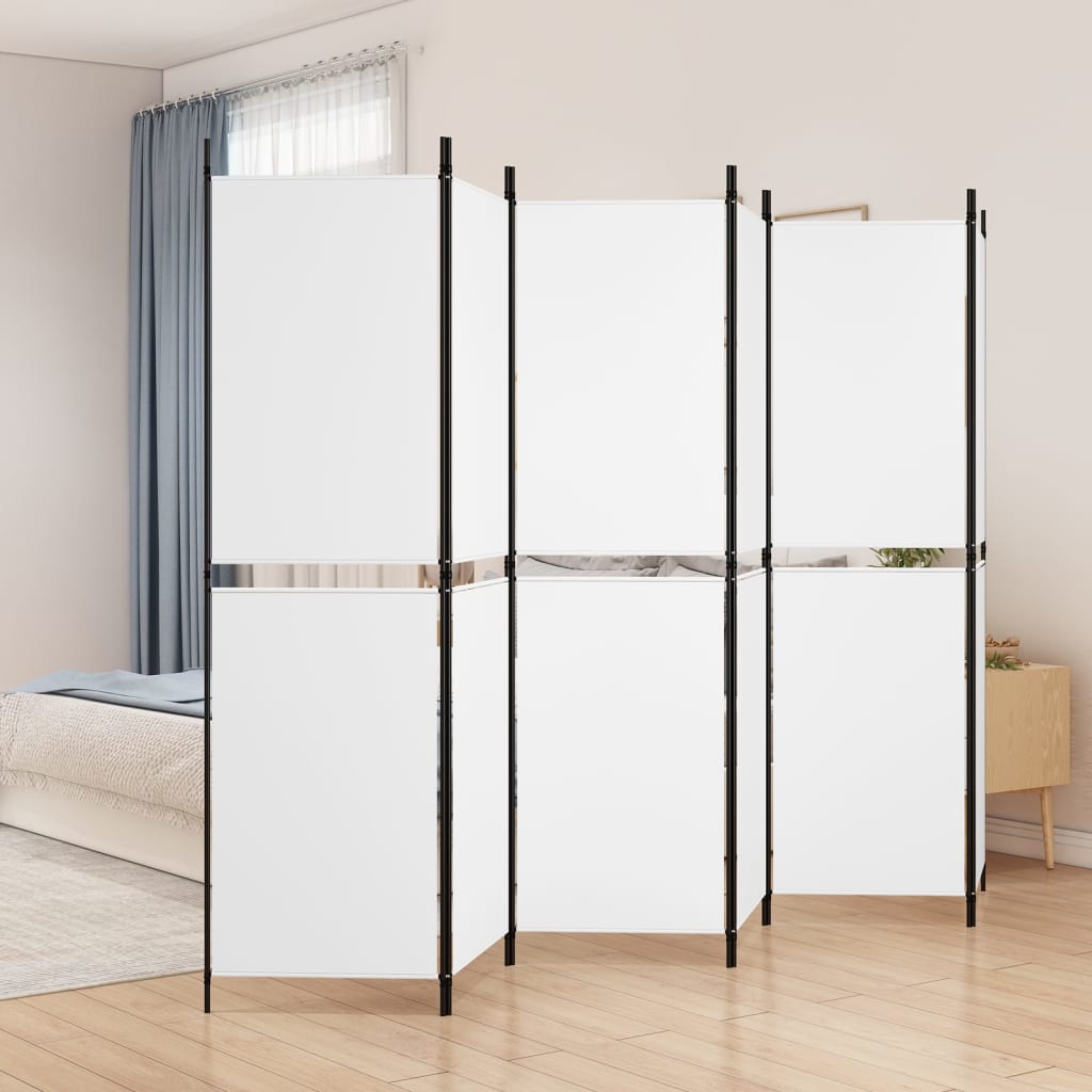 Cloison de séparation 6 panneaux Blanc 300x180 cm Tissu Séparateurs de pièces vidaXL