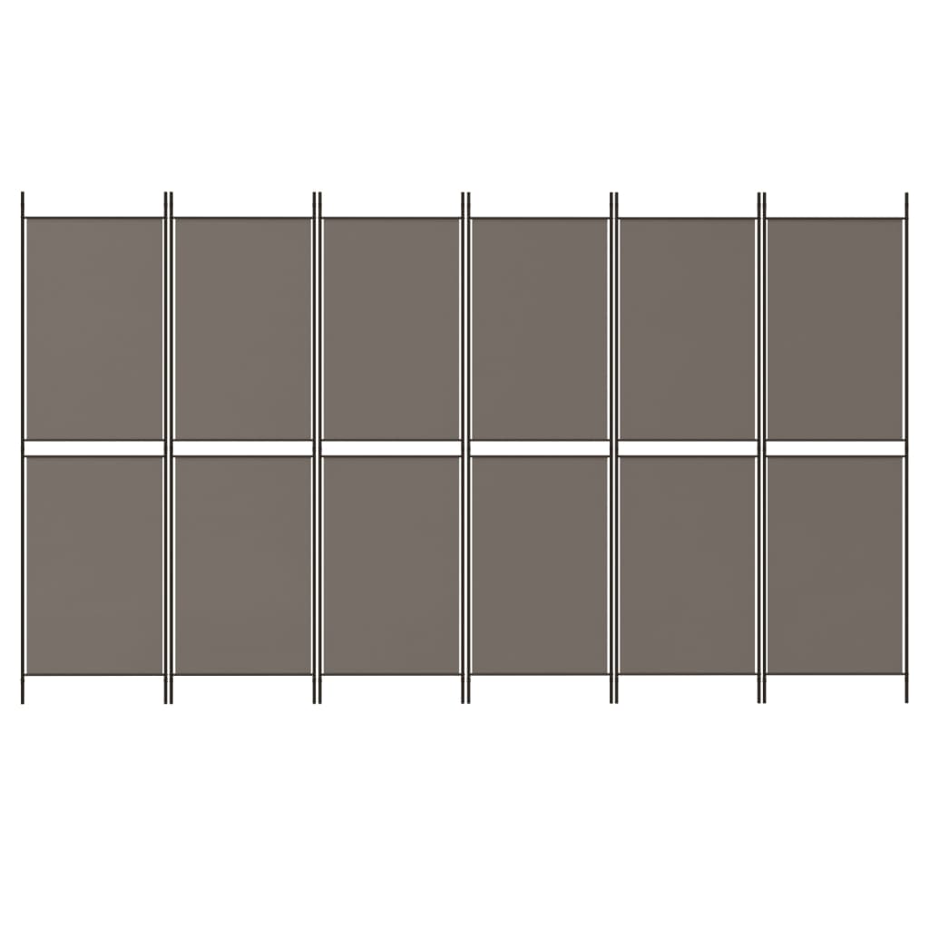 Cloison de séparation 6 panneaux Anthracite 300x180 cm Tissu - XIOS