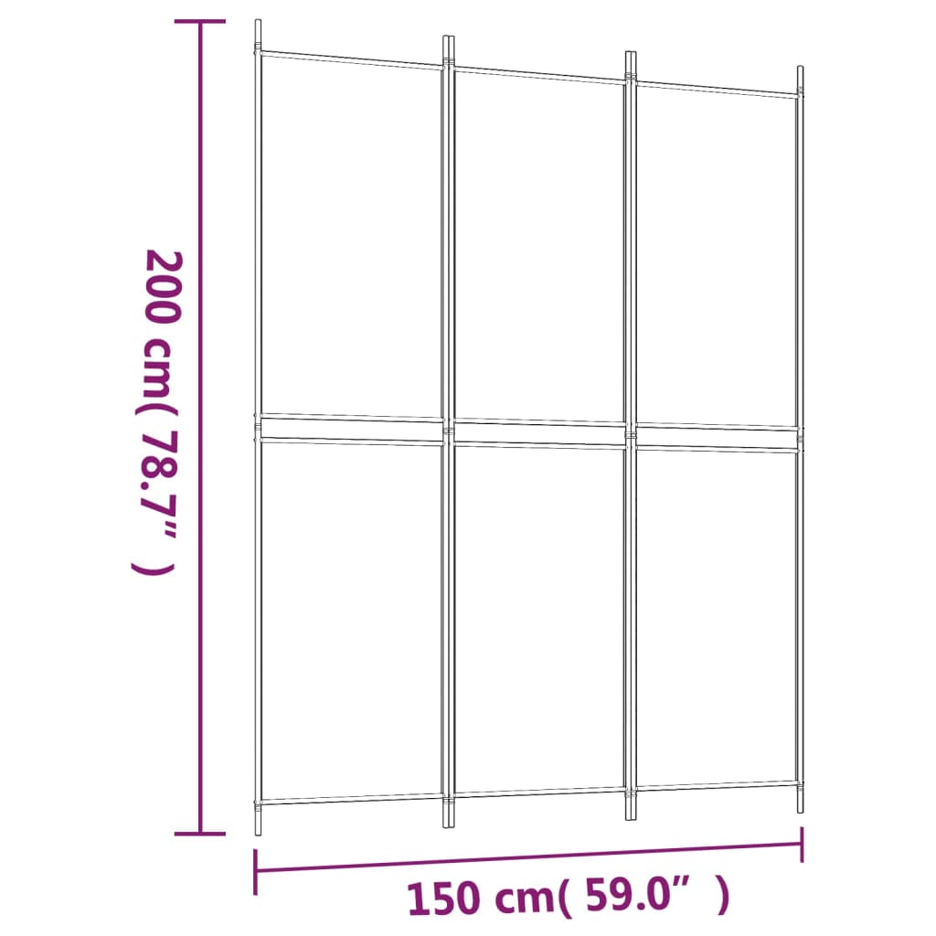 Cloison de séparation 3 panneaux Blanc 150x200 cm Tissu - XIOS