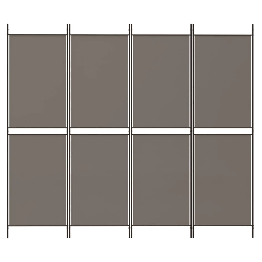 Cloison de séparation 4 panneaux Anthracite 200x200 cm Tissu - XIOS