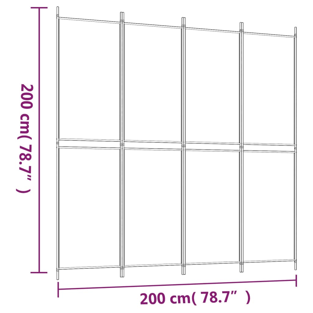 Cloison de séparation 4 panneaux Anthracite 200x200 cm Tissu - XIOS
