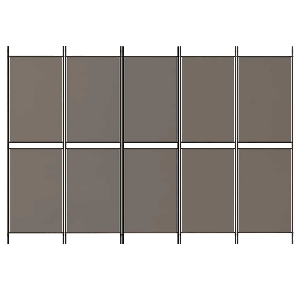 Cloison de séparation 5 panneaux Anthracite 250x200 cm Tissu - XIOS