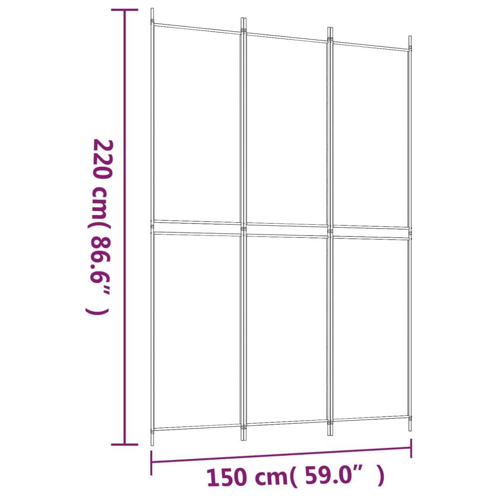 Cloison de séparation 3 panneaux Blanc 150x220 cm Tissu XIOS