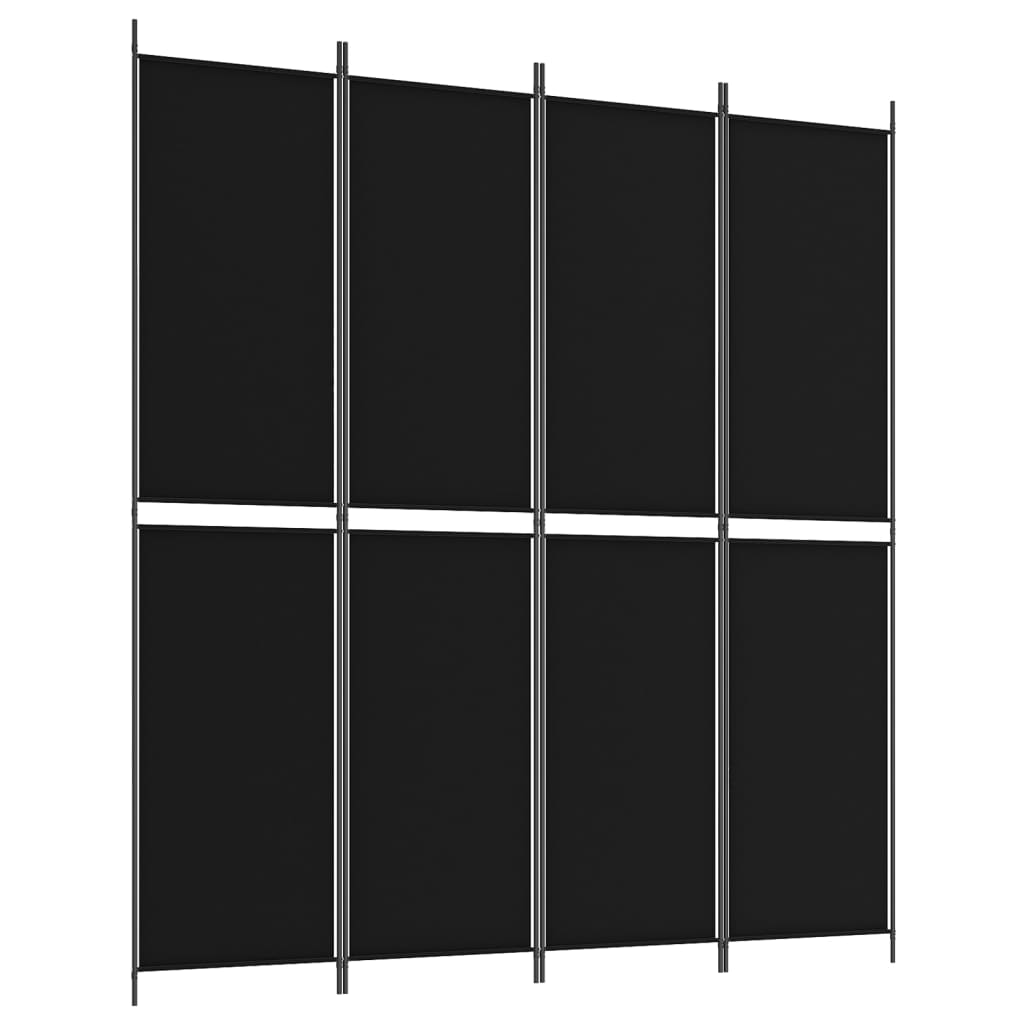 Cloison de séparation 4 panneaux Noir 200x220 cm Tissu - XIOS