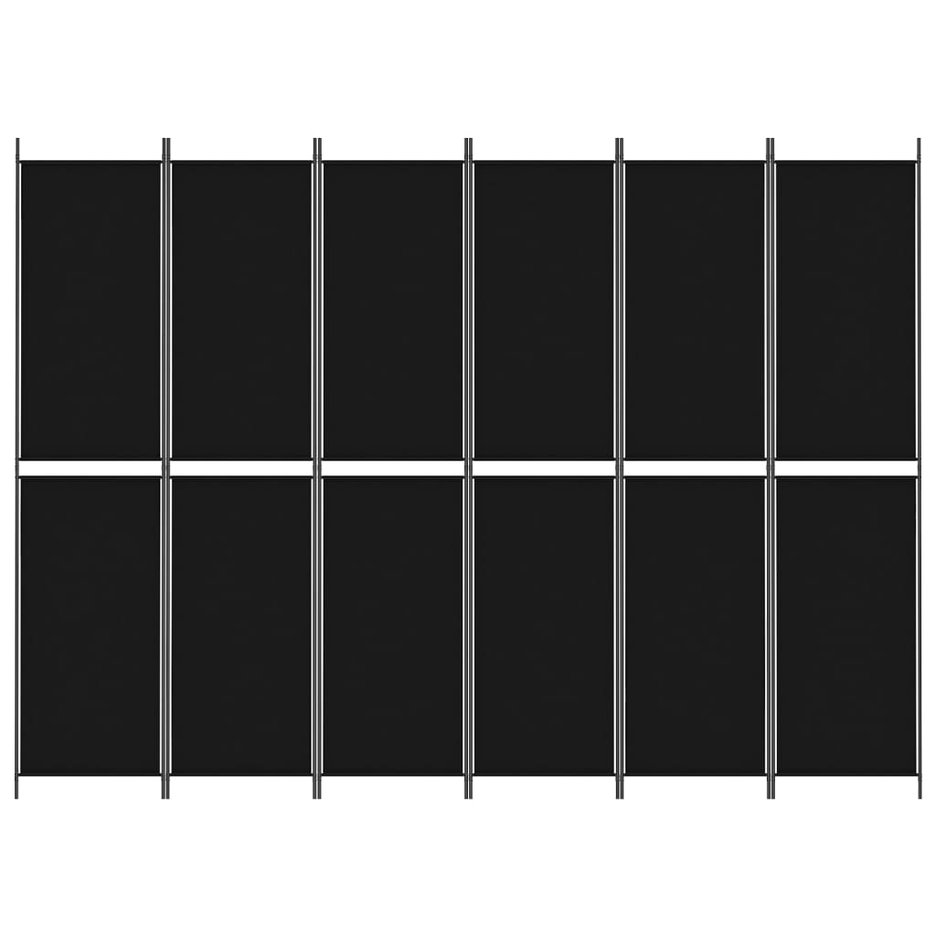 Cloison de séparation 6 panneaux Noir 300x220 cm Tissu - XIOS