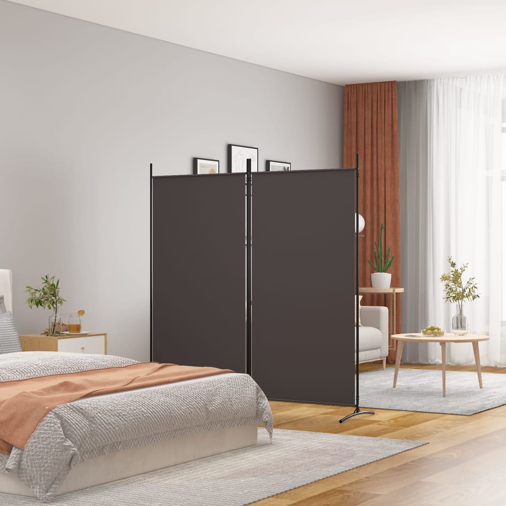 Cloison de séparation 2 panneaux Marron 175x180 cm Tissu XIOS