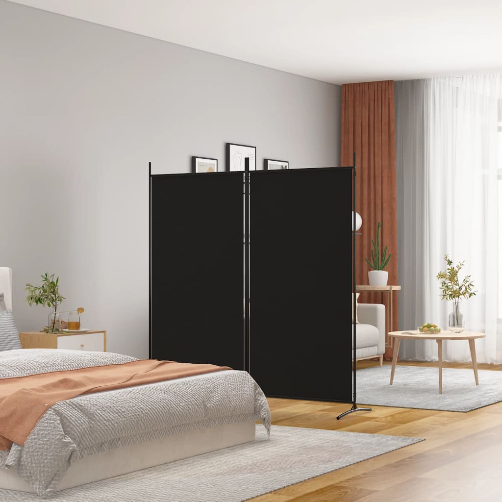 Cloison de séparation 2 panneaux Noir 175x180 cm Tissu - XIOS