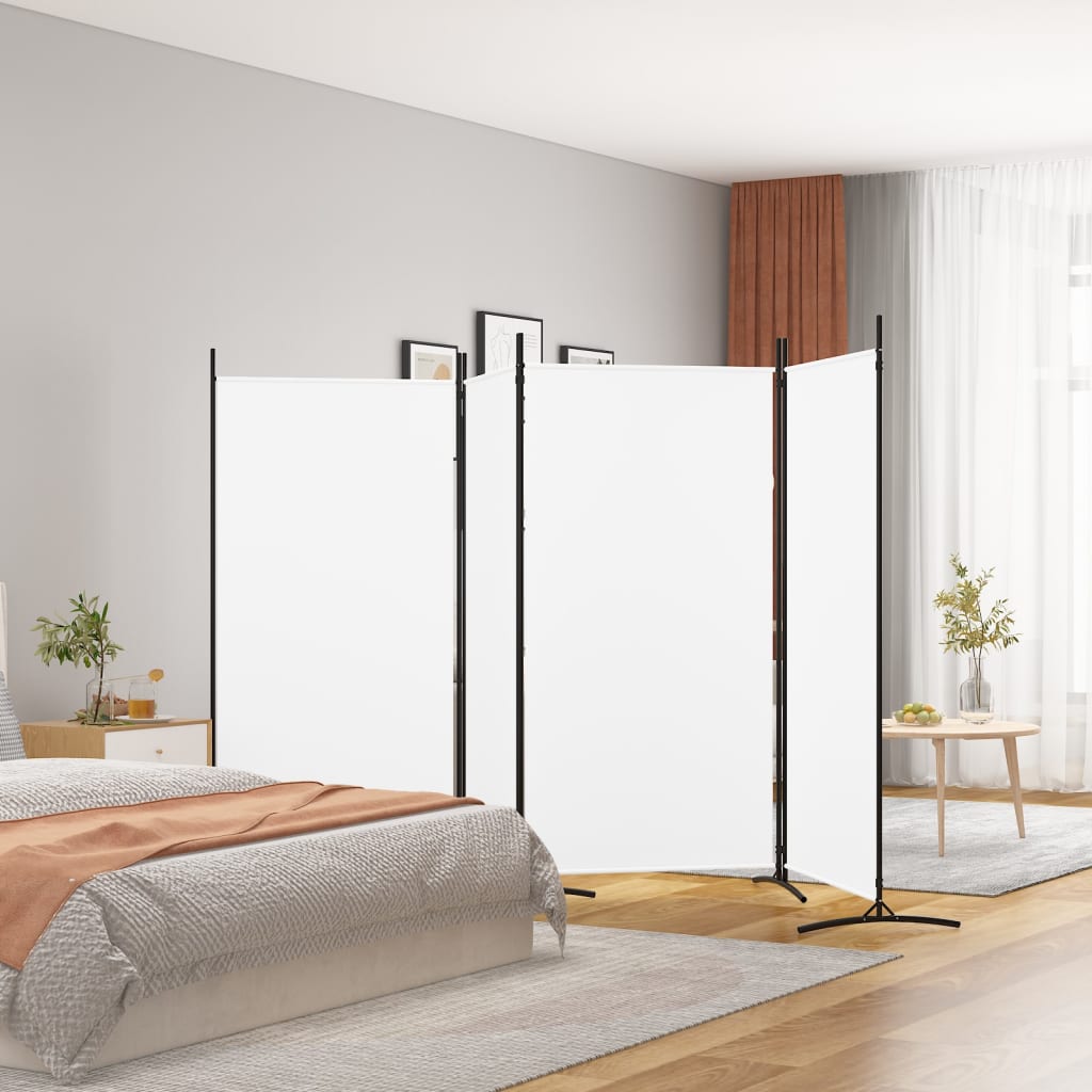 Cloison de séparation 4 panneaux Blanc 346x180 cm Tissu XIOS