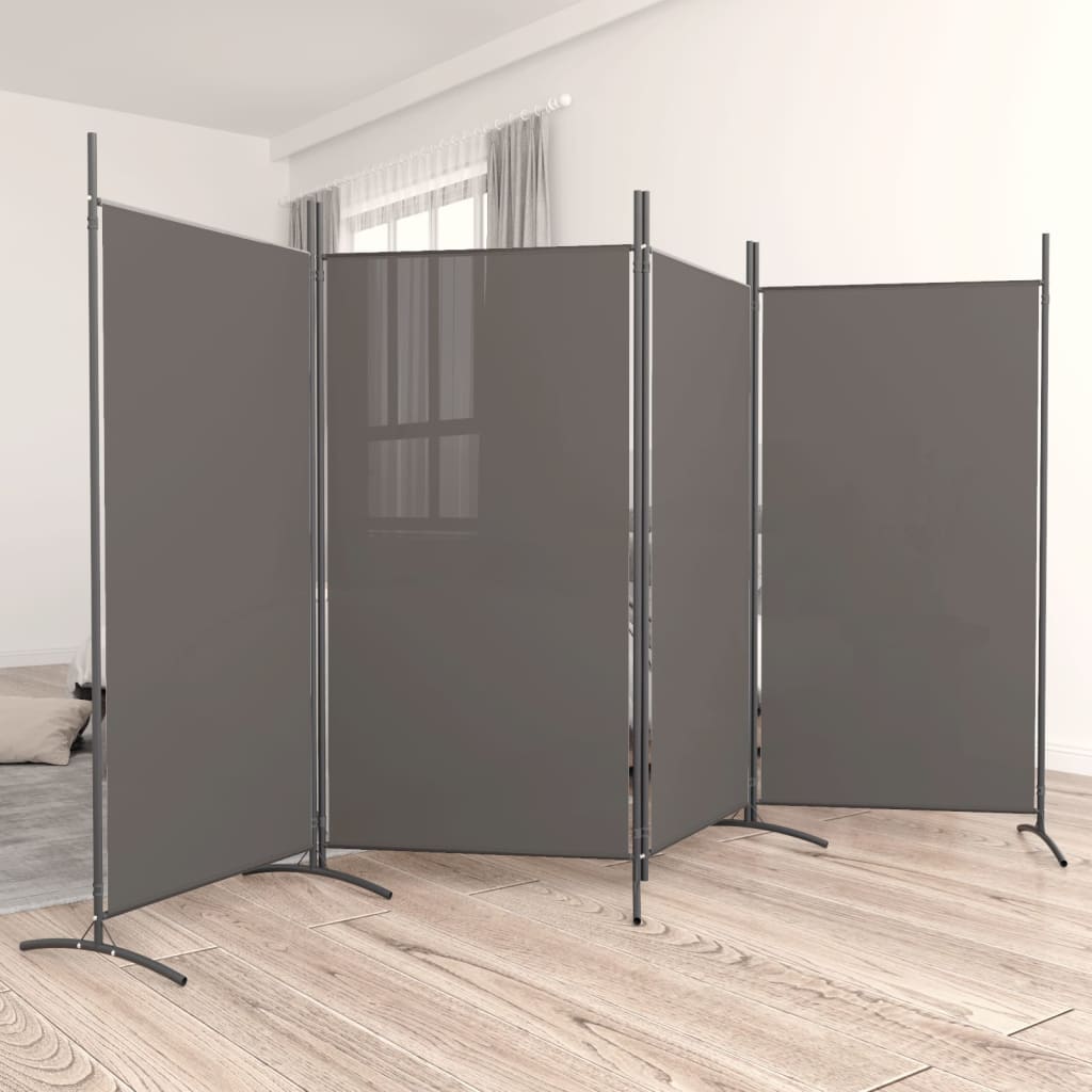 Cloison de séparation 4 panneaux Anthracite 346x180 cm Tissu XIOS