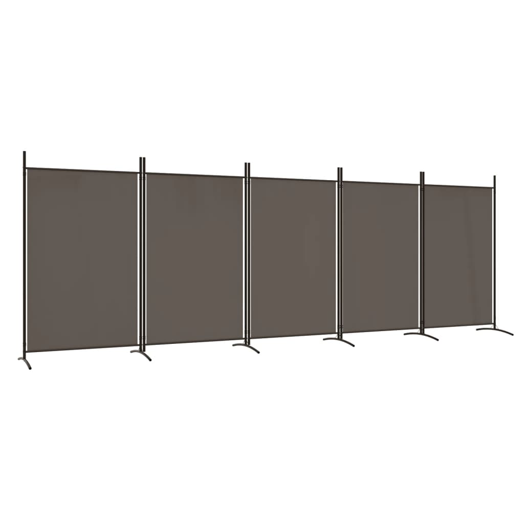 Cloison de séparation 5 panneaux Anthracite 433x180 cm Tissu - XIOS