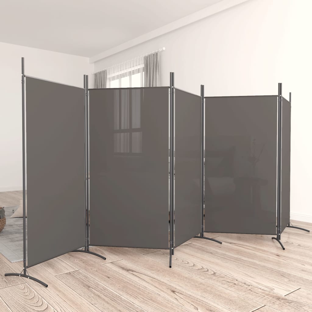 Cloison de séparation 5 panneaux Anthracite 433x180 cm Tissu - XIOS